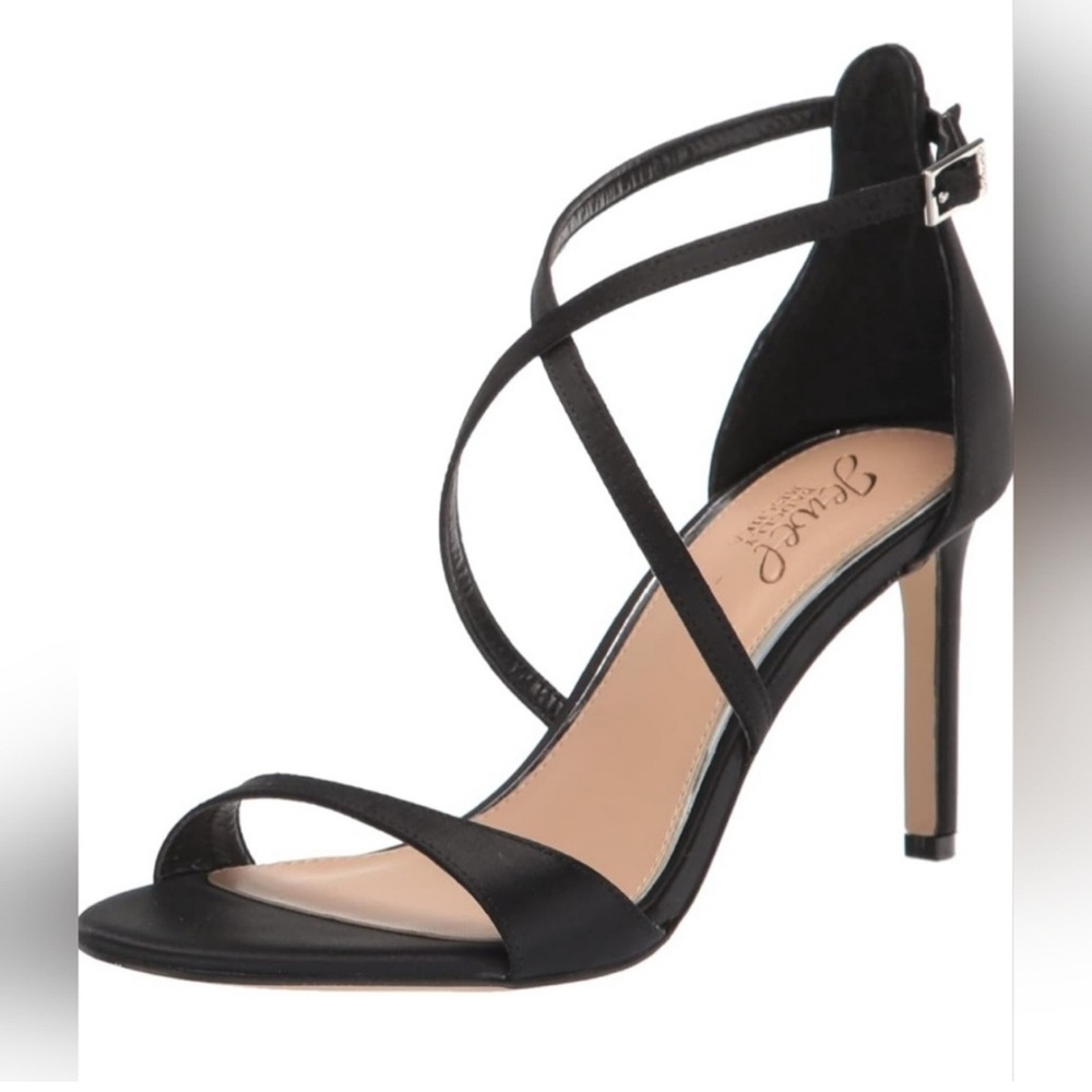 Jewel Badgley Mischka Black Strappy Heels